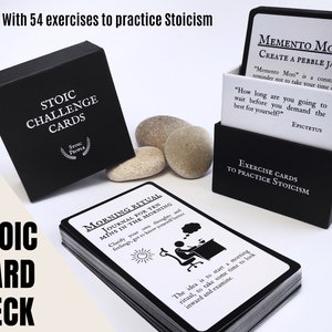 Daily Stoic Exercise Card Deck with 60 Stoic Cards to practice Stoicism, Self Growth Cards, Stoic Gifts, Marcus Aurelius Memento Mori Seneca