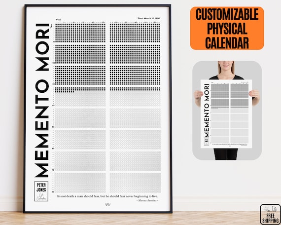 Personalized Memento Mori Calendar Gift, Life in Weeks Poster, Custom Gift  Calendar Wall Decor, Stoic Life Calendar, Physical Life Calendar - Etsy