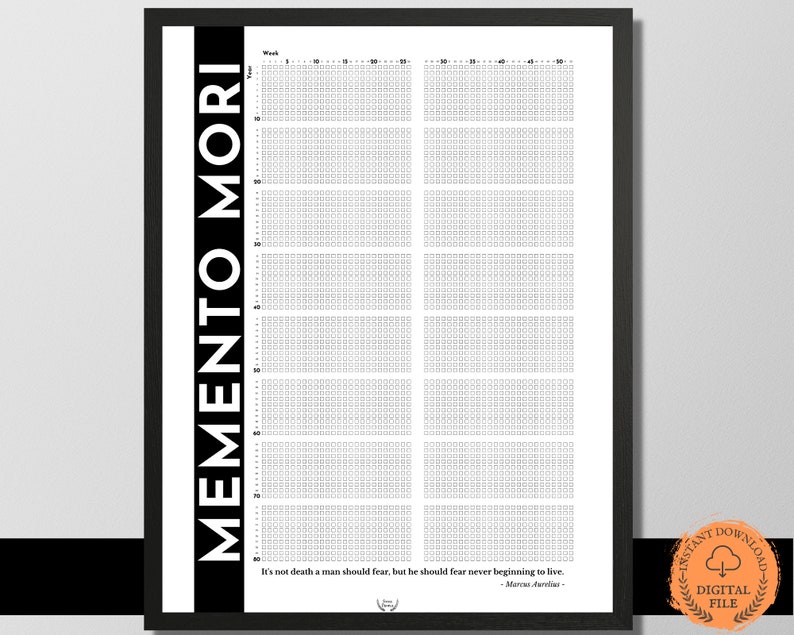 Printable Memento Mori Calendar Weeks of Life Poster Stoicism - Etsy