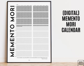 Stoicism Memento Mori Stoic Life in Weeks Calendar  Print Memento Mori Poster, Life Calendar Weeks, Stoicism Art Philosophy Marcus Aurelius