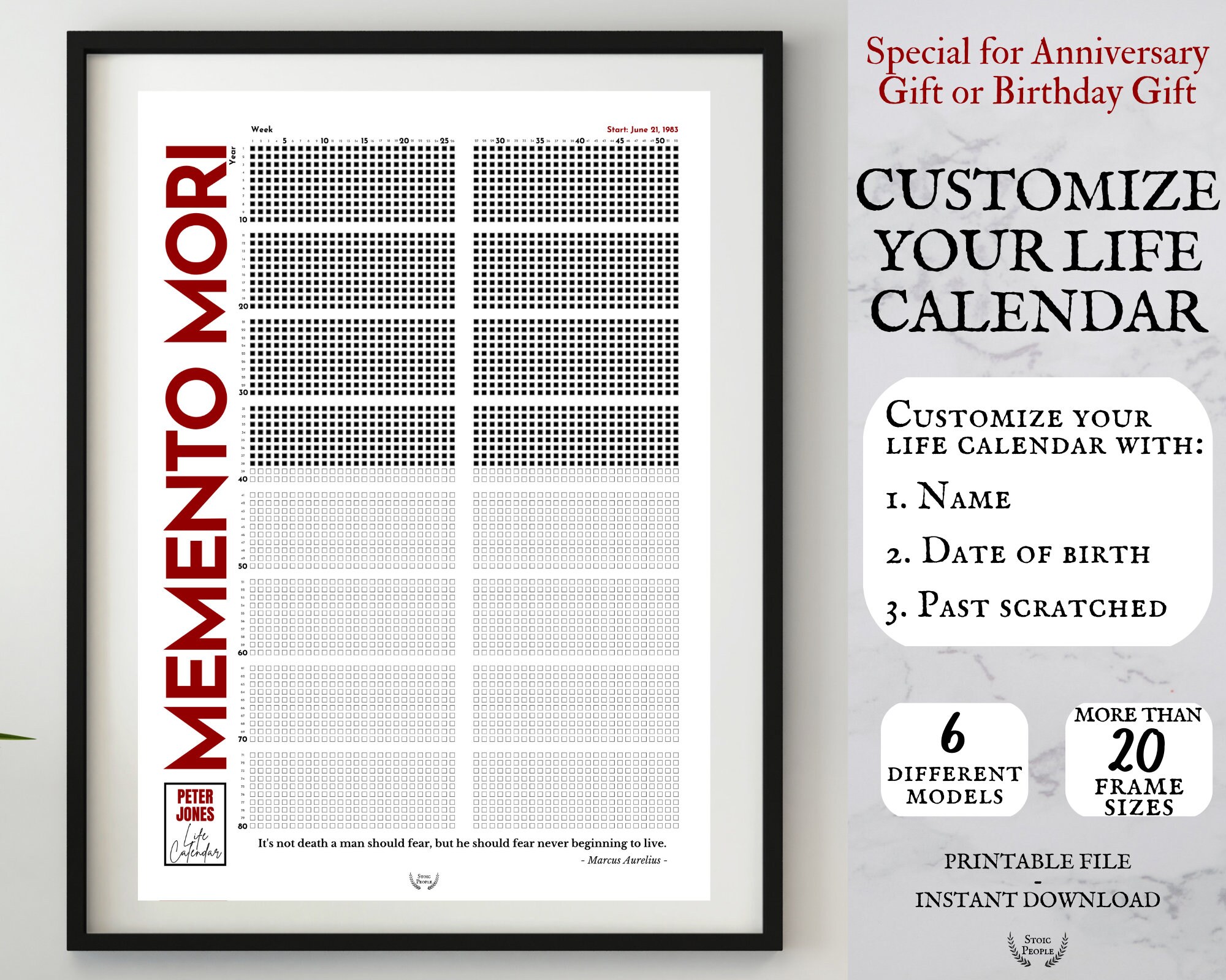 customized life calendar gift personalized memento mori stoic etsy australia