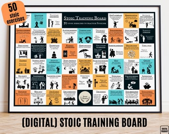 Modern Stoicism Training Board, Daily Stoic Exercises Poster printable, Daily Stoicism Reflections Chart, Digital Stoic Workout Poster Print