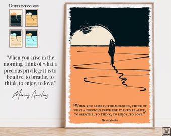 Marcus Aurelius Art Print: Stoic Philosophy Poster with inspirational quote (different colors)