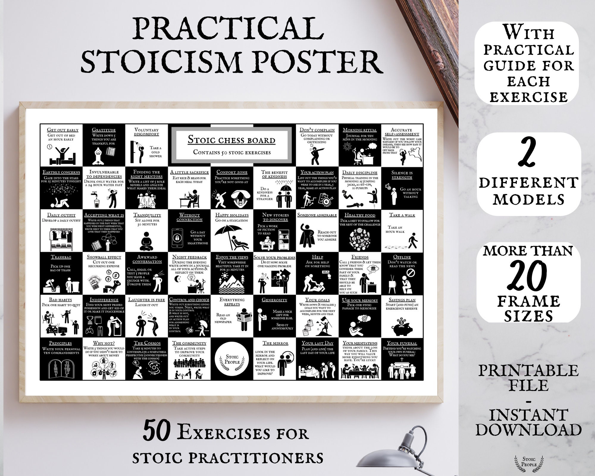 Daily Stoic Poster Printable Stoic Exercise Stoicism Card Etsy