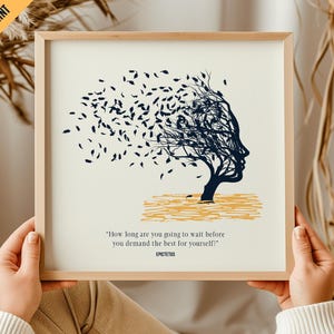 Epiktet Zitat Wandkunst, stoische Lehren für persönliches Wachstum, Motivationsdekor, Self-Improvement, stoische Kunst für Inspiration, inneren Frieden
