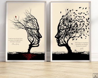 Stoicism Wall Art Set 2 pieces: Marcus Aurelius & Epictetus Quote Posters