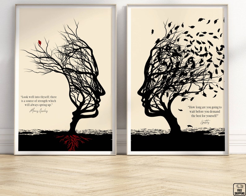Introducing a captivating product, a Stoic set of 3 beautifully prints on Stoicism and Stoic wisdom, featuring famous quotes by Marcus Aurelius and Epictetus, accompanied by modern and exquisite illustrations that resonate with these timeless words.