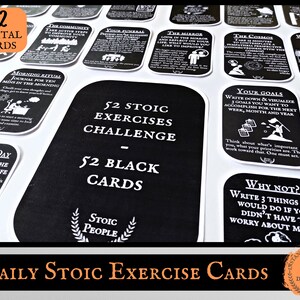 Deck de cartes d’exercice stoïcisme, jeu de cartes stoïcien pour les défis personnels, 52 cartes de connaissance stoïcienne, jeu de cartes de développement personnel, jeu de cartes stoïcisme