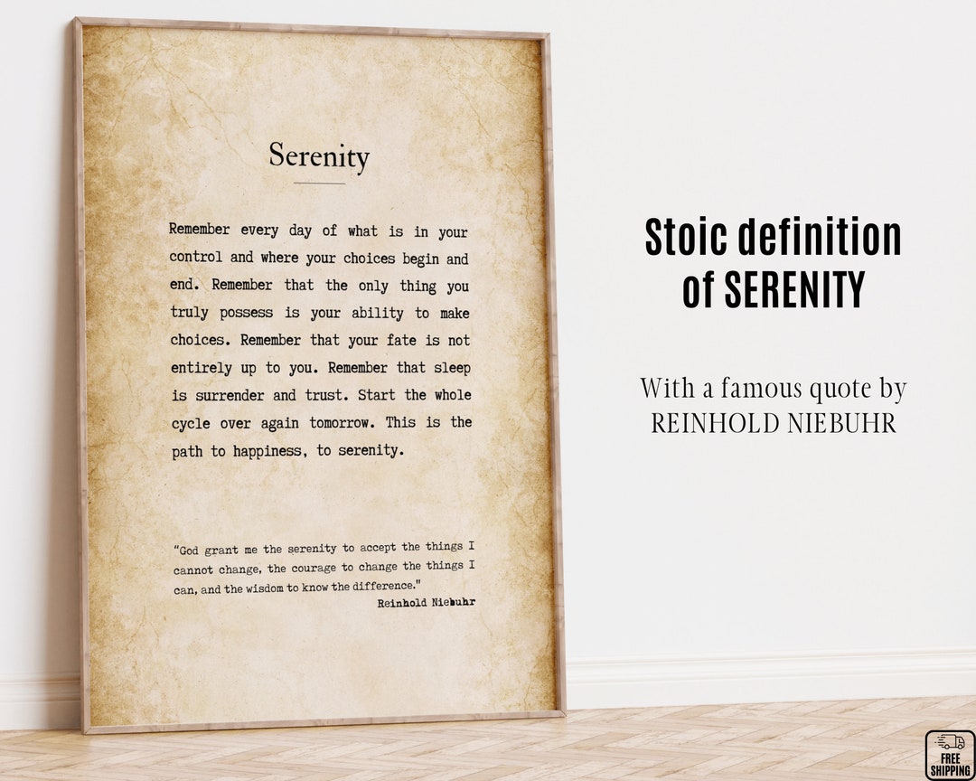 Serenity Sign Quote, Serenity Definition Poster, Reinhold Niebuhr