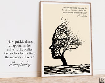 Marcus Aurelius Stoic Quote Print: Memento Mori, Amor Fati