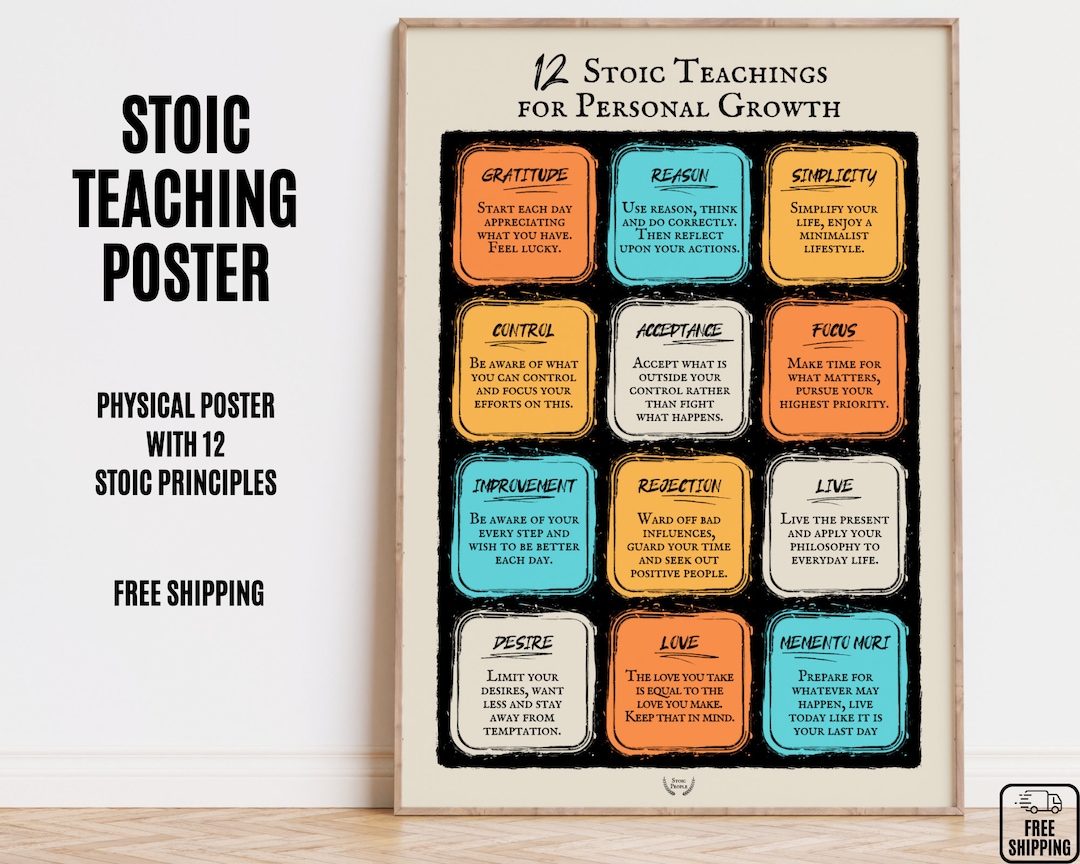 Stoicism Meaning In 12 Stoic Philosophy Principles Stoic Poster With