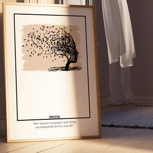 Epictetus Stoische Philosophie Druck, stoische Kunst mit Epictetus Zitat Druck, Stoische Weisheit Epictetus Philosophie Wandkunst, Epictetus Stoizismus Druck