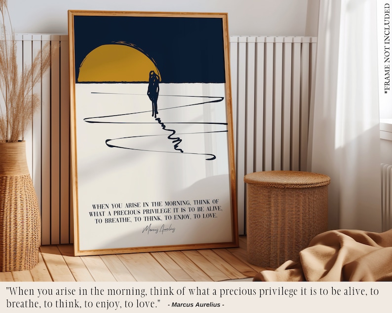 Marcus Aurelius Quote Print about death with Distinction to remember Memento Mori idea and Stoic Virtues. Life attitude and Life Lessons as a overcome cancer, mental strength, Overcome Adversities and resilience to live the moment, to live now.