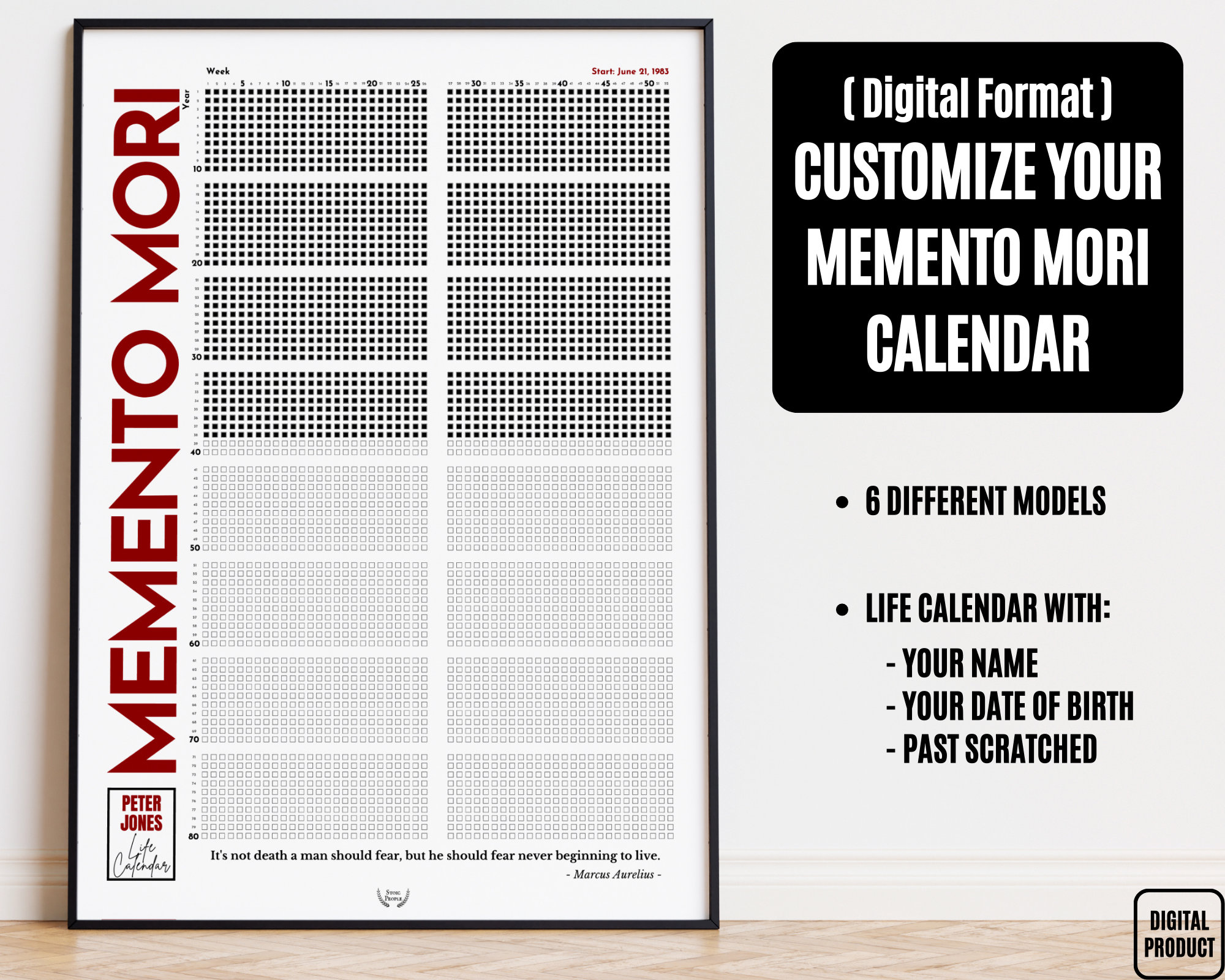 customized-life-calendar-memento-mori-quote-by-marcus-aurelius-life-in-weeks-calendar-personalized-memento-mori-calendar-gift-for-birthday-etsy