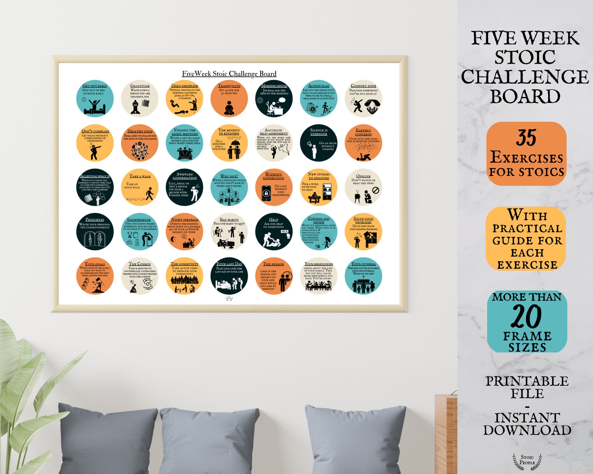 Stoicism Worksheet.pdf Stoic Challenge Board Printable: 35 Stoicism Practice Tools (PDF) - Etsy