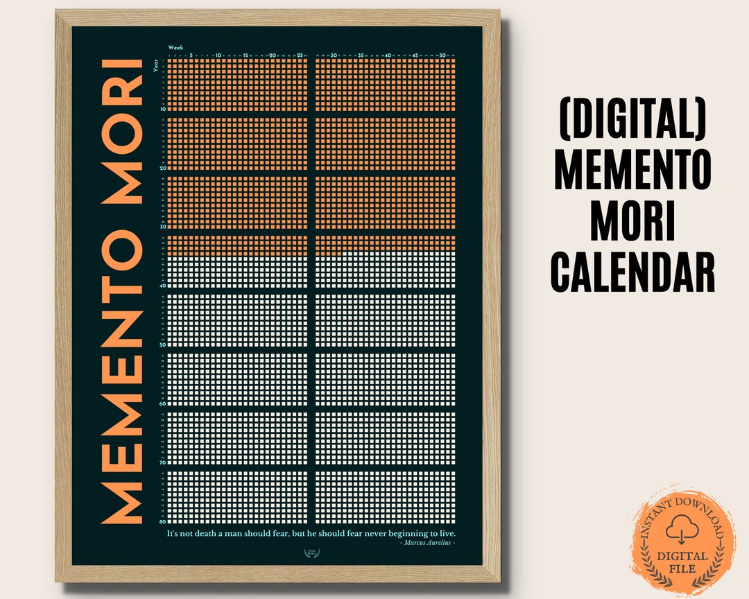 Memento Mori Life Calendar in Weeks Stoicism Poster Death Etsy