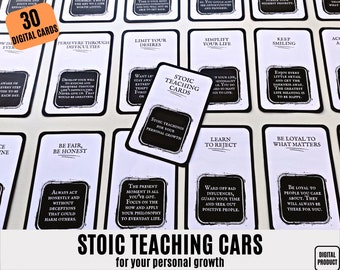 Daily Stoic Card Deck to reflect, Self Growth Card Set for Stoics, Stoicism Wisdom in 30 Stoic Teaching Cards, Digital Affirmation Card Game