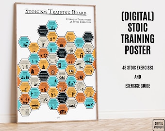 Stoic Training Board, Stoicism Exercises Poster, 48 Stoic Exercises, Practice Stoic Philosophy, Stoic Principles of Marcus Aurelius, Seneca
