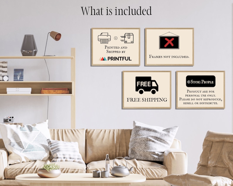 Boho decoration or trendy decoration for your room with a Stoic illustration for book lovers and philosophers. Stoic philosophy art print for your inspiration and growth mindset.  Physical wall print for wall to be the best version in your life.