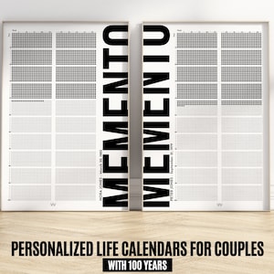 Juego de pósteres estoicos con el calendario Memento Mori para parejas, calendarios de mi vida en semanas como regalo de aniversario para parejas, póster estoico de Momento Mori