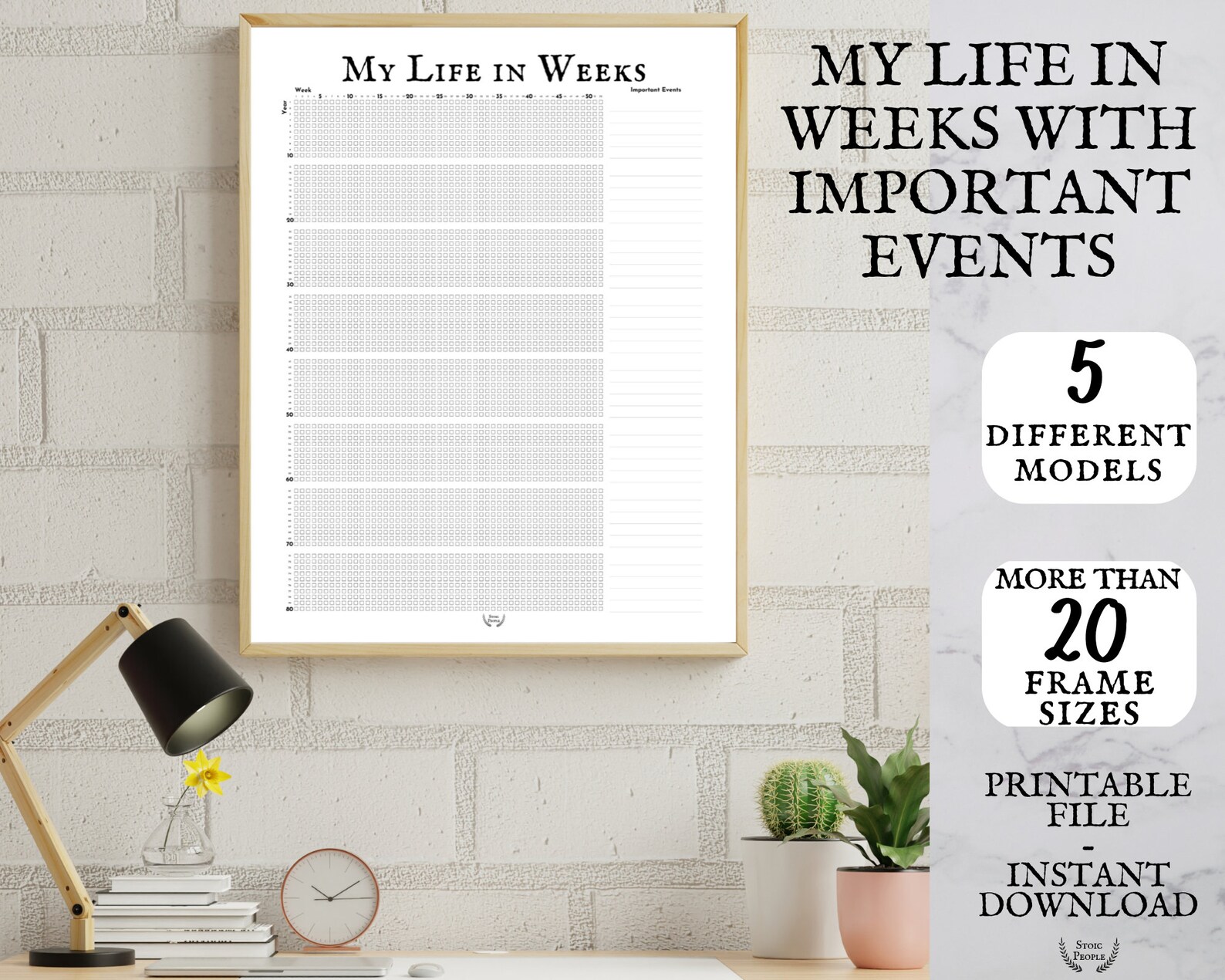 my life in weeks calendar printable weekly life calendar etsy