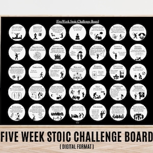 Stoic Teachings to define modern Stoicism, Practical Stoic Exercises Poster Printable, Personal Growth Board, Stoicism for Self Improvement