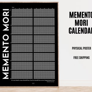 Calendario Memento Mori, calendario de la vida, calendario de la vida en semanas en versión negra, calendario minimalista, regalo estoico motivacional.