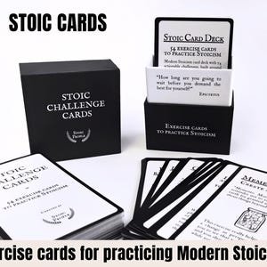 Dagelijkse stoïcijnse uitdaging kaartspel, stoïcijnse oefenkaart cadeau voor verjaardag, stoïcisme filosofie kaartdoos cadeau voor vriendje, praktisch cadeau voor mannen