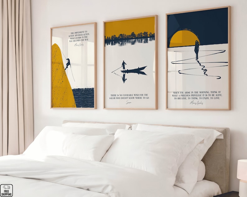 Introducing a captivating product, a Stoic set of 3 beautifully prints on Stoicism and Stoic wisdom, featuring famous quotes by Marcus Aurelius and Seneca, accompanied by modern and exquisite illustrations that resonate with these timeless words.