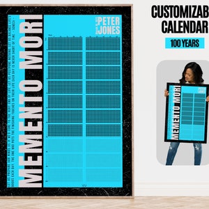 Calendario de 100 años de vida, regalo de cumpleaños con personalización, póster de calendario Memento Mori personalizado, Mi vida en semanas, diferentes colores
