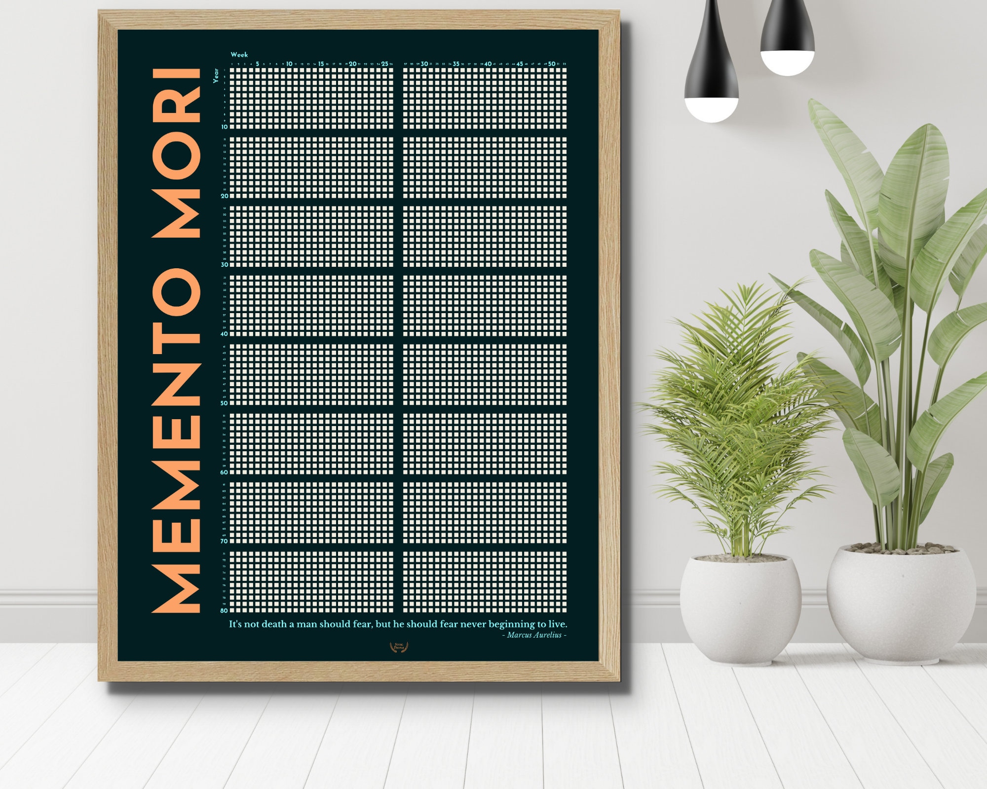 カレンダー・スケジュール Aime Leon Dore Still Life graphic poster Calendar of Your Life Infographic Poster (B&W) – the kurzgesagt shop
