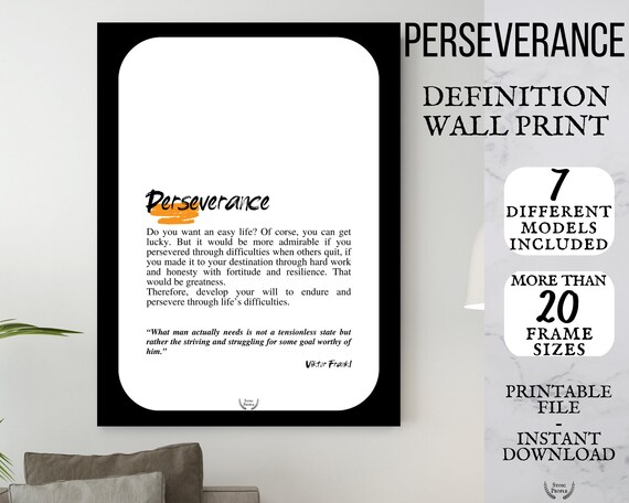 Perseverance Quote Definition Perseverance Print Etsy
