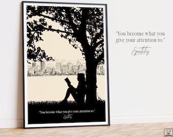 Book Reader Art for Woman with Epictetus Quote: Stoic Philosophy - Women Book Lover Gift