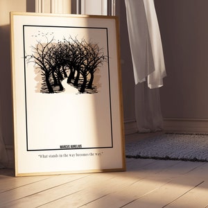 Marcus Aurelius Quote Wall Art Living Room,  Stoic Quote about Life &quot;What stands in the way becomes the way, Stoicism Wall Art Free Shipping