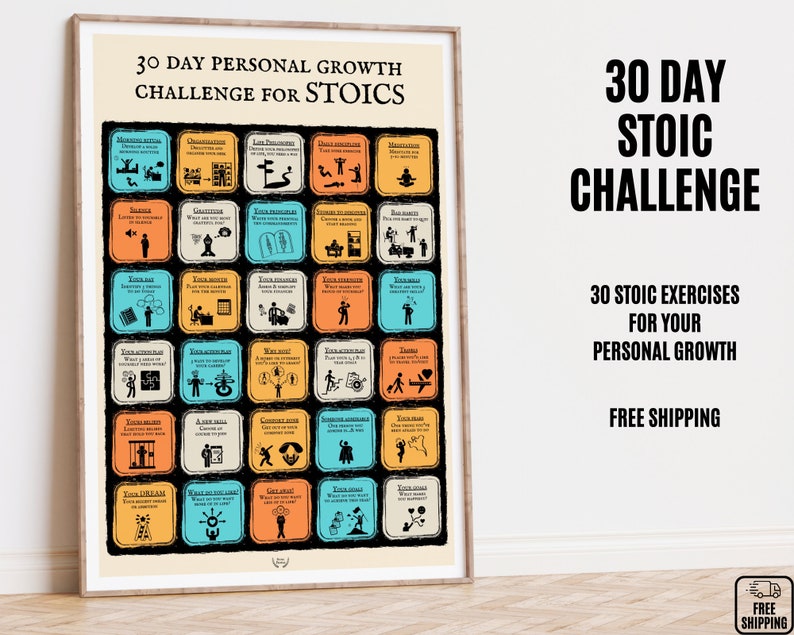 Stoic Routine Stoic Exercises Poster: 30-day Personal Growth Challenge - Etsy