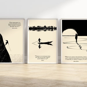 Set di 3 stampe di arte murale stoica, poster con citazioni di Marco Aurelio e set di stampe con citazioni di Seneca, poster di Marco Aurelio, set di stampe sullo stoicismo