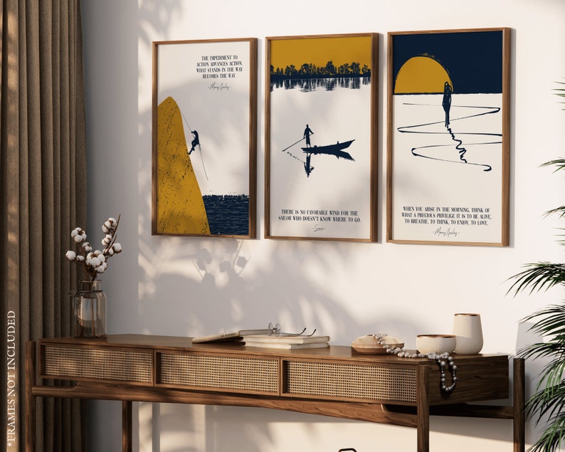 Complementing the profound words are the stunning and original illustrations that adorn each wall poster. Created with a modern touch, these visually captivating artworks effortlessly merge the ancient wisdom of Stoicism with contemporary aesthetics.