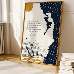 Poster con citazione di Ryan Holiday "L'ostacolo è la via", Stampa con citazione di Marco Aurelio "L'impedimento all'azione", L'arte di vivere, Poster con virtù stoiche