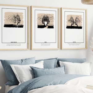 Stoicism Quote Set of 3 Wall Art Prints | Seneca Epictetus Marcus Aurelius Star Quotes | Entrepreneur Posters | Growth Mindset Stoic Prints