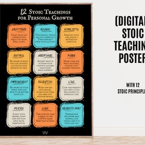 Stoicism Meaning for Personal Growth, Stoic Reflections for Self Growth Mindset, Digital Stoic Teaching Wall Art, Practical Stoicism Poster