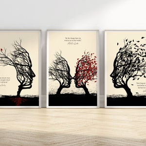 Stoizismus Zitat Modernes 3er-Set Wand Kunst Drucke, Mark Aurel Zitat Druck, Epictetus Zitat Poster, Mahatma Gandhi Zitat Set Drucke Bundle