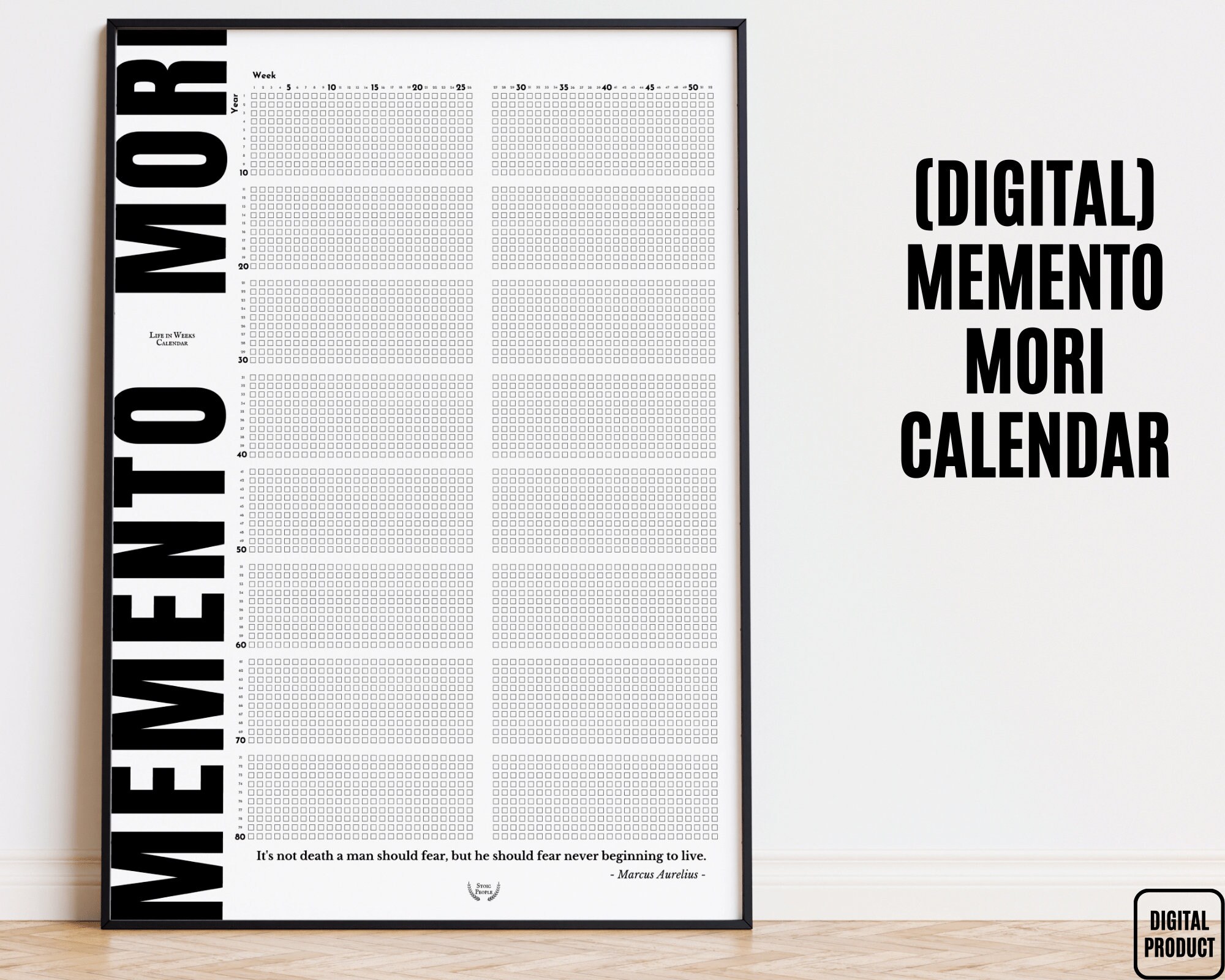 Daily Stoic Memento Mori Calendar Poster Printable, Momento Mori Life Calendar Print Download, Stoic Calendar Pdf, My Life in Weeks Calendar - Etsy