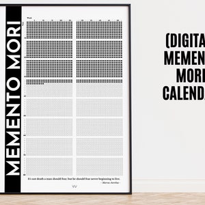 Printable Memento Mori Calendar Weeks of Life Poster, Stoicism Calendar ...