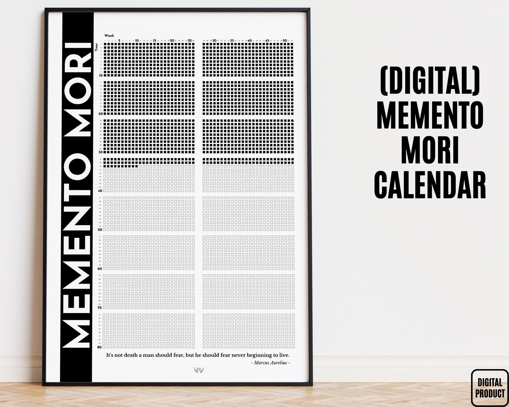 Printable Memento Mori Calendar Weeks of Life Poster, Stoicism Calendar Memento Mori Poster, Weekly Life Calendar Pdf, Stoicism Daily Stoic - Etsy Israel