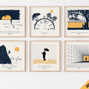 Marcus Aurelius Epictetus Seneca Quote 6 Piece Square Wall Art Set, Stoicism Gallery Wall Prints, Stoic Gift for Men, Stoic Wall Art Bedroom