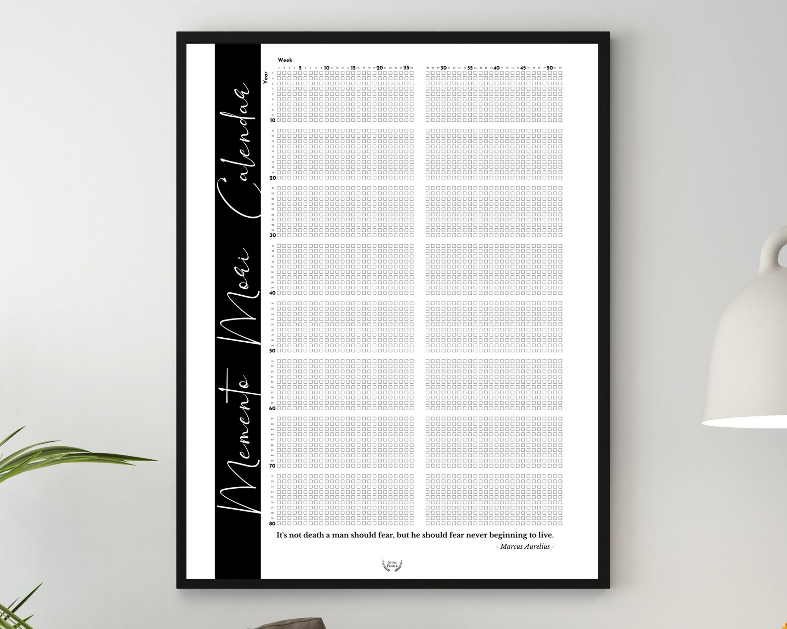 printable memento mori calendar weeks of life poster stoicism etsy