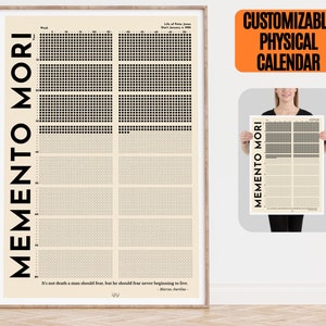 Memento Mori Calendar Custom Print Life in Weeks Calendar Version, Personalized Memento Mori Calendar Posters, Physical Life Calendar Weeks