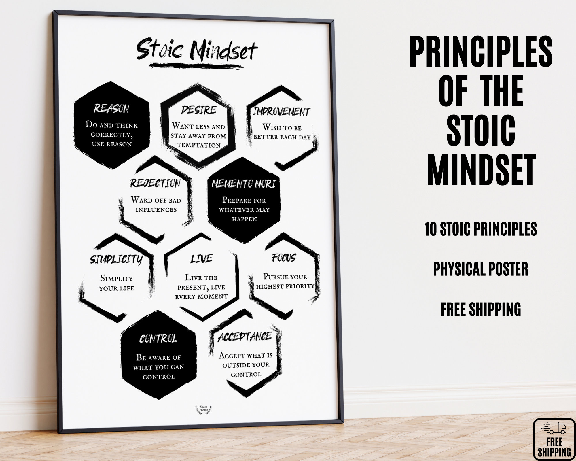 Stoic Principles Poster: Daily Stoic Philosophy Wall Art Stoic Principles Poster: Daily Stoic Philosophy Wall Art