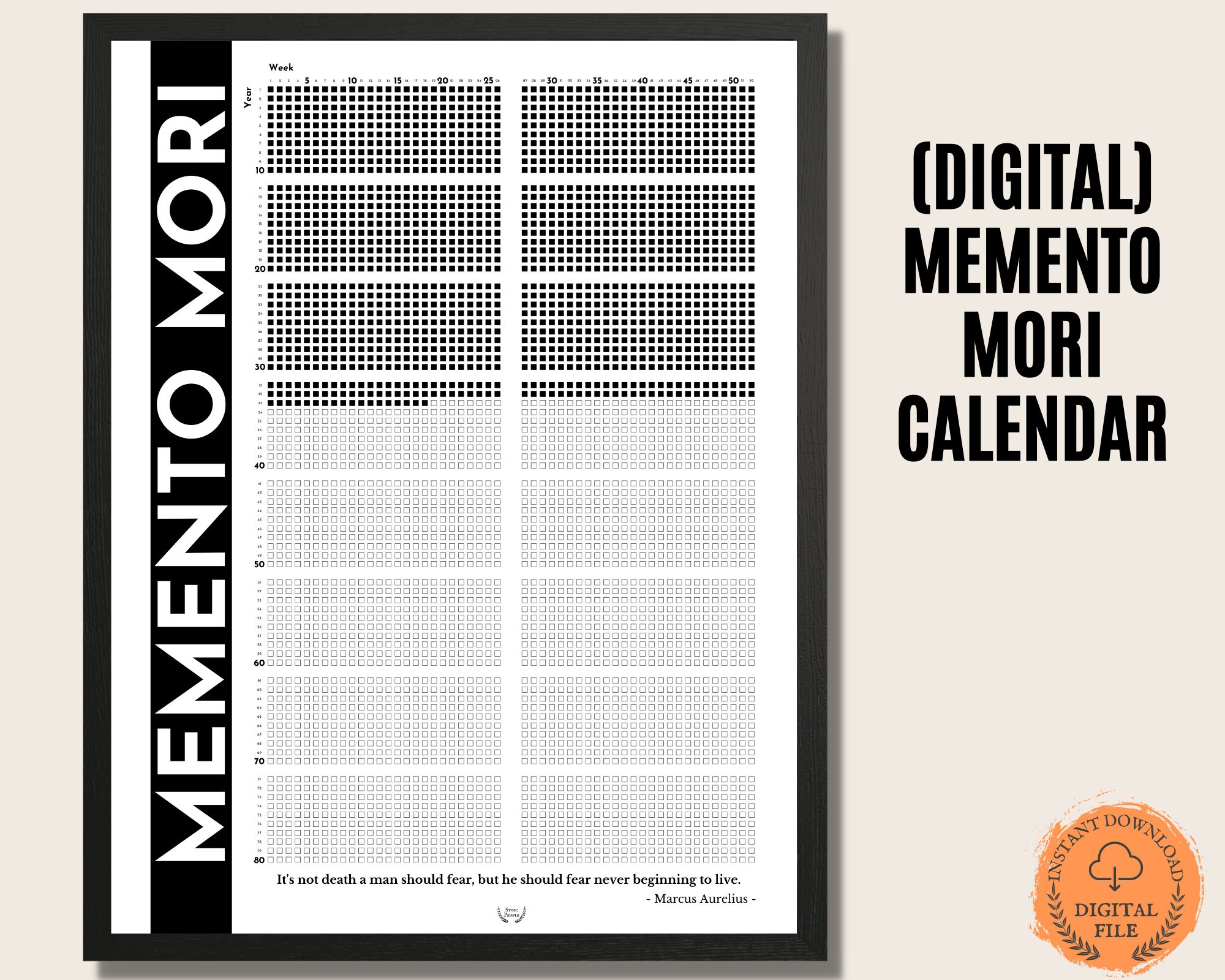 Imprimible Memento Mori Calendar Weeks of Life Poster Etsy México