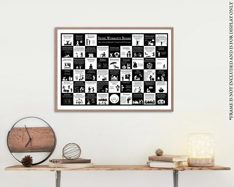 Monthly Challenge on Stoicism Exercise Set, Monthly Stoic Exercises, Stoic Foundation Set, Mental Growth Chart, Self-realization Exercises, Monthly Training Poster of Stoicism Today, Modern Stoicism Exercises Monthly Poster